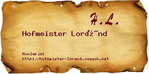 Hofmeister Loránd névjegykártya