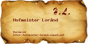 Hofmeister Loránd névjegykártya